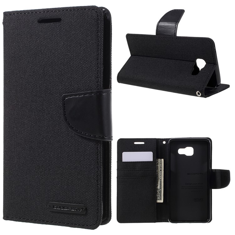 MERCURY GOOSPERY Canvas Leather Wallet Case for Samsung Galaxy A5 SM-A510F (2016) - Black-1