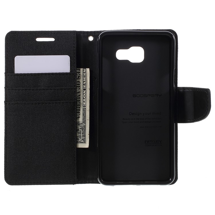 MERCURY GOOSPERY Canvas Leather Wallet Case for Samsung Galaxy A5 SM-A510F (2016) - Black-6