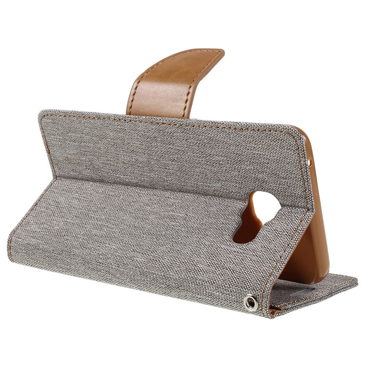 MERCURY GOOSPERY Canvas Leather Wallet Cover for Samsung Galaxy A5 SM-A510F (2016) - Grey-5