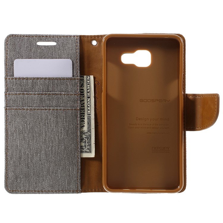 MERCURY GOOSPERY Canvas Leather Wallet Cover for Samsung Galaxy A5 SM-A510F (2016) - Grey-6