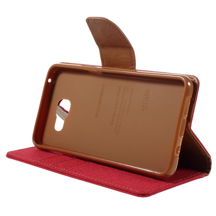 MERCURY GOOSPERY Canvas Leather Card Holder Case for Samsung Galaxy A5 SM-A510F (2016) - Red-4