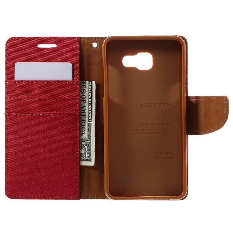 MERCURY GOOSPERY Canvas Leather Card Holder Case for Samsung Galaxy A5 SM-A510F (2016) - Red-6