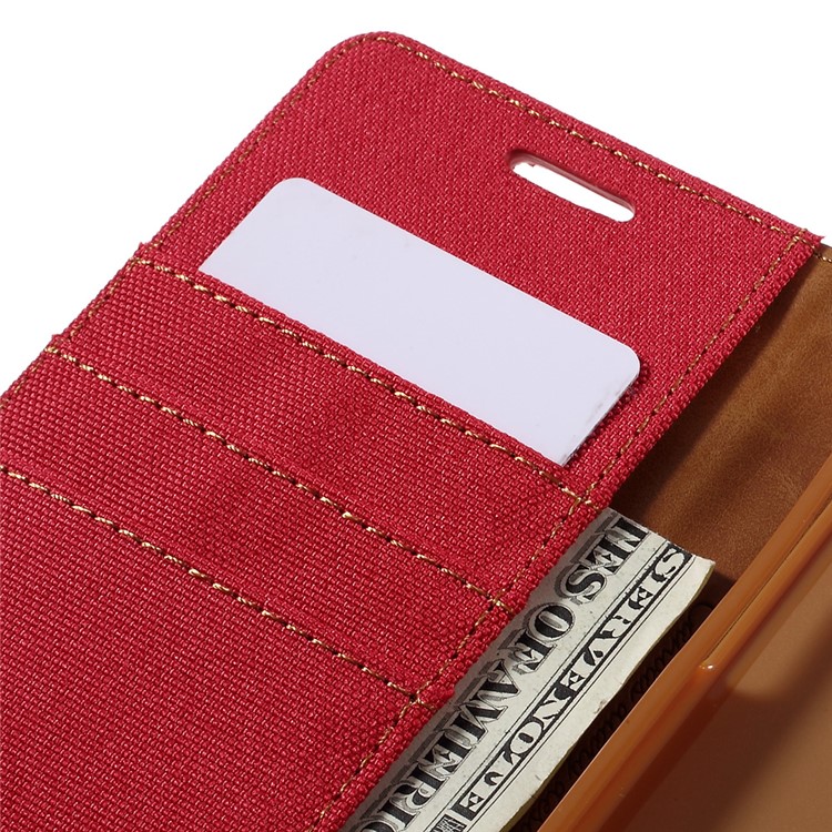 MERCURY GOOSPERY Canvas Leather Card Holder Case for Samsung Galaxy A5 SM-A510F (2016) - Red-7