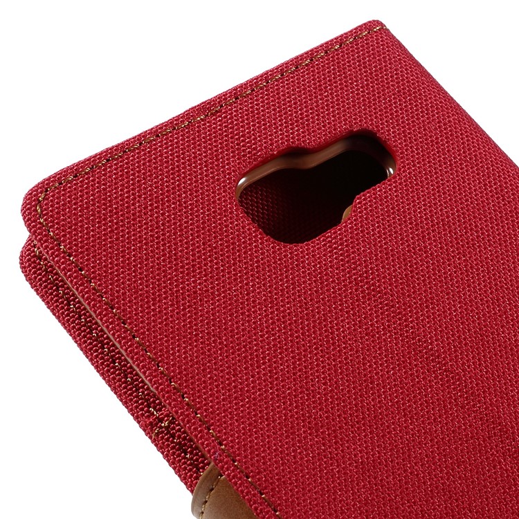 MERCURY GOOSPERY Canvas Leather Card Holder Case for Samsung Galaxy A5 SM-A510F (2016) - Red-9