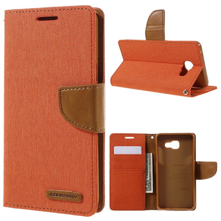 MERCURY GOOSPERY Canvas Leather Wallet Case Cover for Samsung Galaxy A5 SM-A510F (2016) - Orange-1
