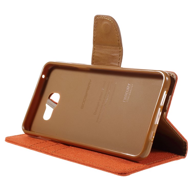 MERCURY GOOSPERY Canvas Leather Wallet Case Cover for Samsung Galaxy A5 SM-A510F (2016) - Orange-4