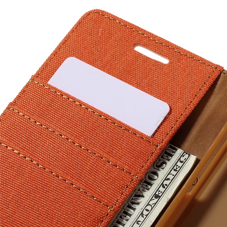 MERCURY GOOSPERY Canvas Leather Wallet Case Cover for Samsung Galaxy A5 SM-A510F (2016) - Orange-7