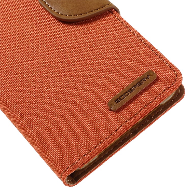 MERCURY GOOSPERY Canvas Leather Wallet Case Cover for Samsung Galaxy A5 SM-A510F (2016) - Orange-8