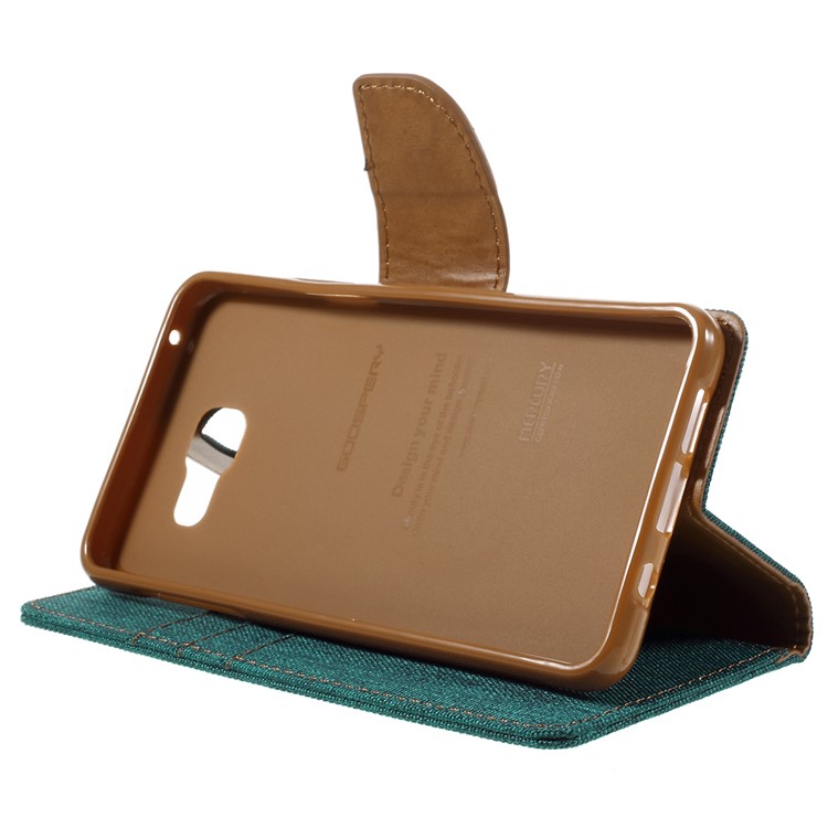 MERCURY GOOSPERY Canvas Leather Wallet Case for Samsung Galaxy A5 SM-A510F (2016) - Green-4