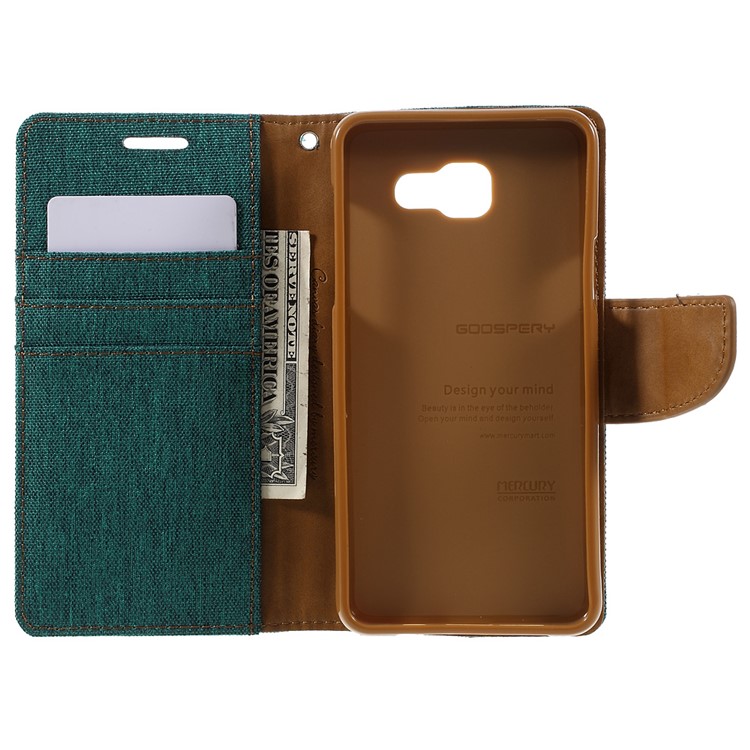 MERCURY GOOSPERY Canvas Leather Wallet Case for Samsung Galaxy A5 SM-A510F (2016) - Green-6