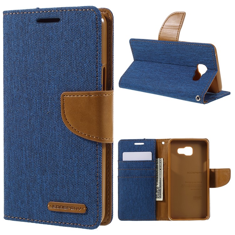 MERCURY GOOSPERY Canvas Leather Wallet Case for Samsung Galaxy A5 SM-A510F (2016) - Baby Blue-1