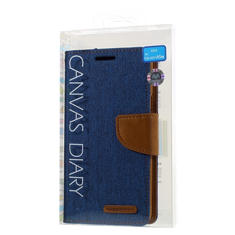 MERCURY GOOSPERY Canvas Leather Wallet Case for Samsung Galaxy A5 SM-A510F (2016) - Baby Blue-10