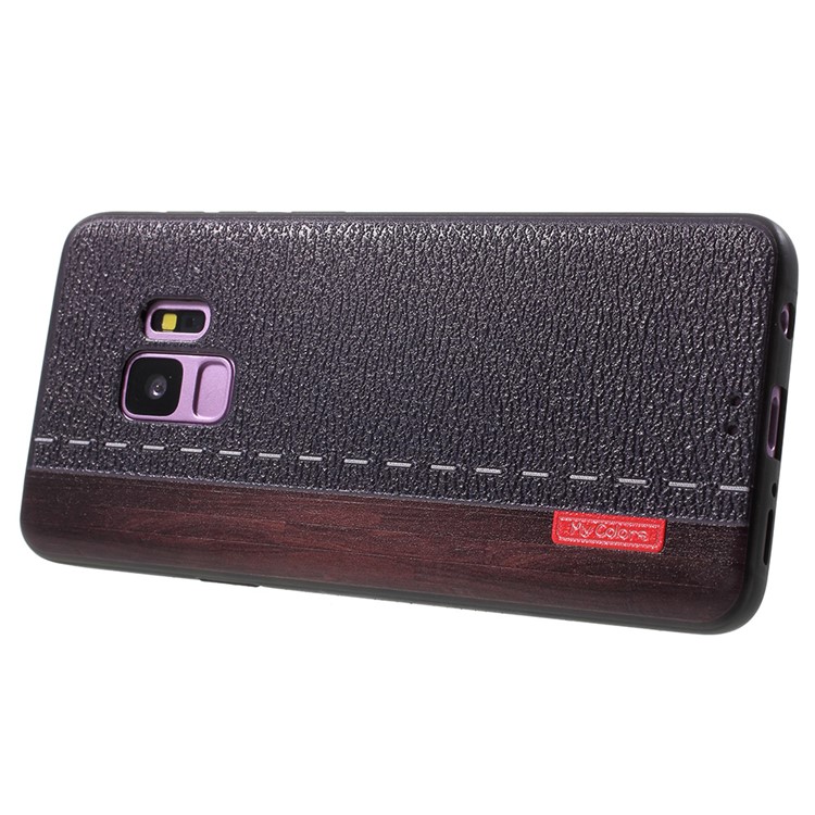 Embossed TPU Shell Cover Case for Samsung Galaxy S9 G960 - Leather Texture and Wood-3