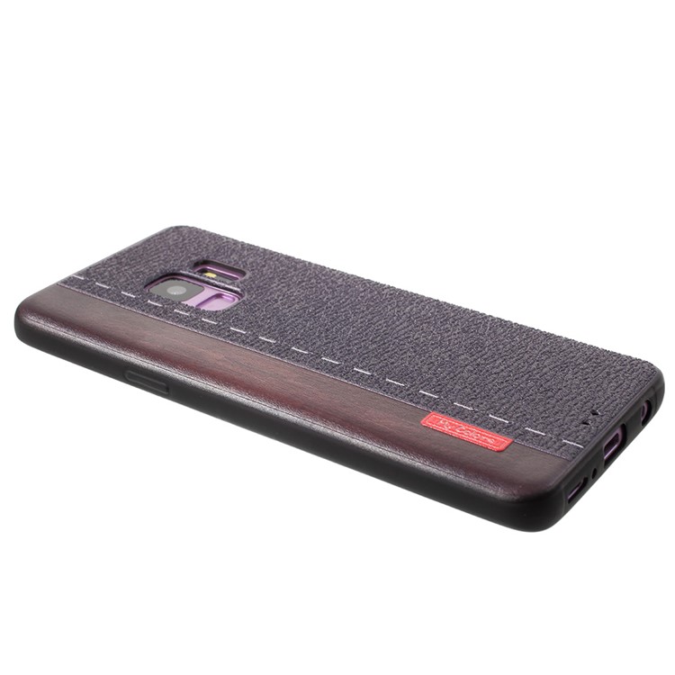 Embossed TPU Shell Cover Case for Samsung Galaxy S9 G960 - Leather Texture and Wood-4