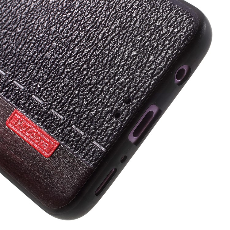 Embossed TPU Shell Cover Case for Samsung Galaxy S9 G960 - Leather Texture and Wood-5