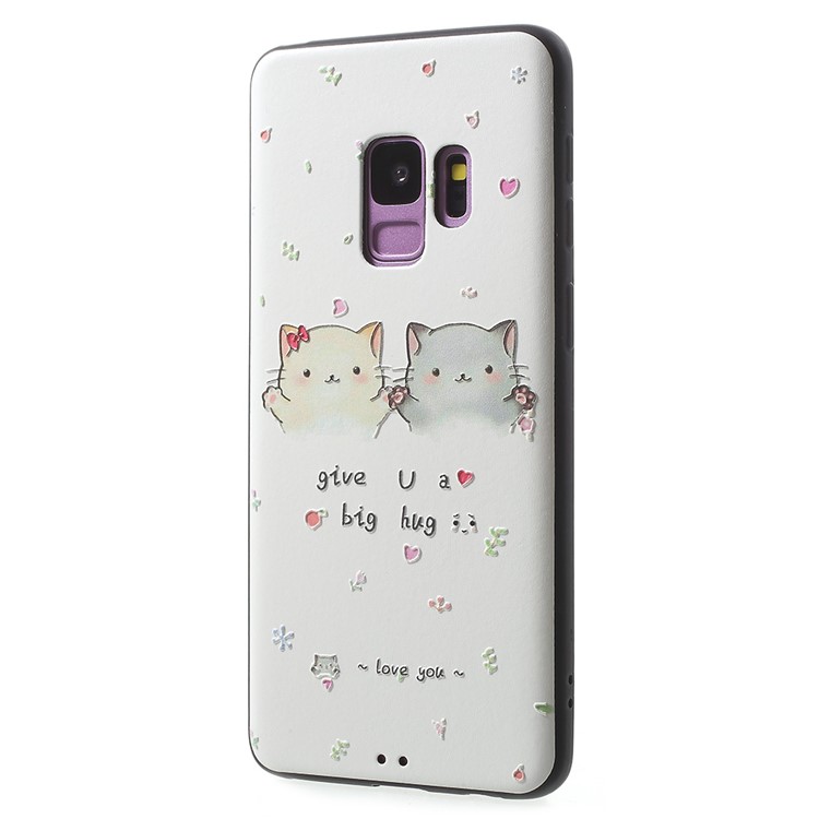 Embossed TPU Phone Casing for Samsung Galaxy S9 G960 - Adorable Cats-2