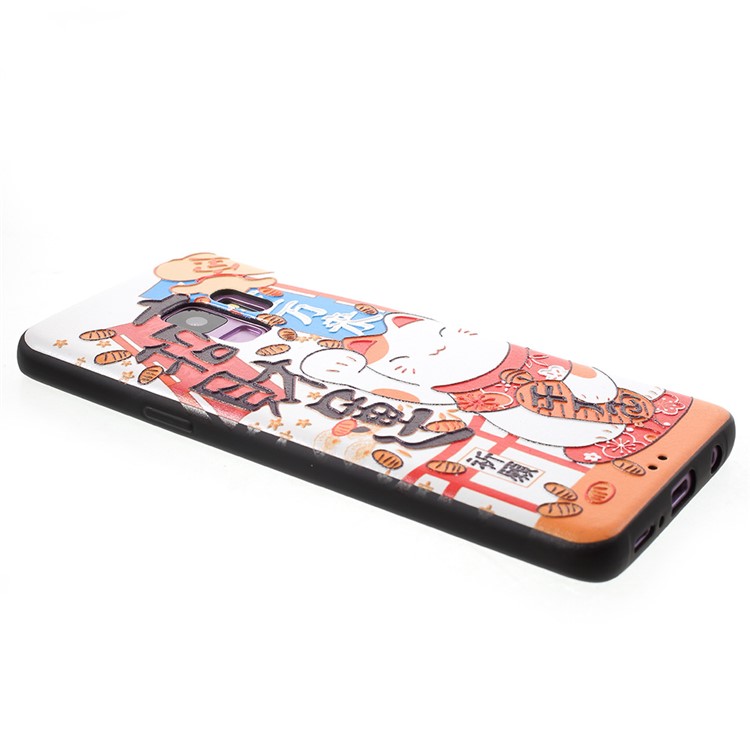 Embossed TPU Cellphone Protective Cover for Samsung Galaxy S9 G960 - Fortune Cat-3