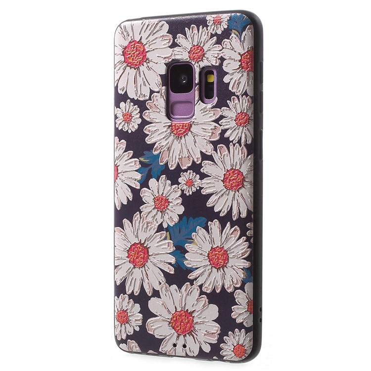 Embossed TPU Phone Case Accessory for Samsung Galaxy S9 G960 - Daisy Flowers-2