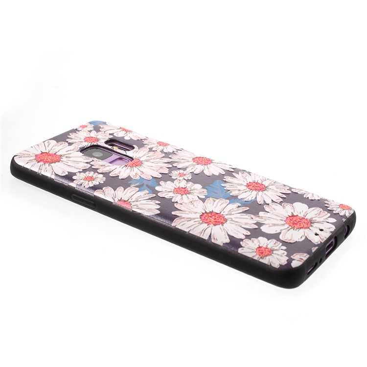 Embossed TPU Phone Case Accessory for Samsung Galaxy S9 G960 - Daisy Flowers-3