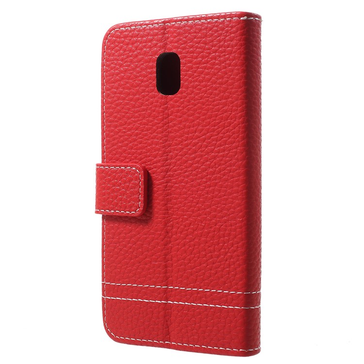 Litchi Texture Wallet Leather Phone Casing for Samsung Galaxy J5 (2017) EU Version / J5 Pro (2017) - Red-3