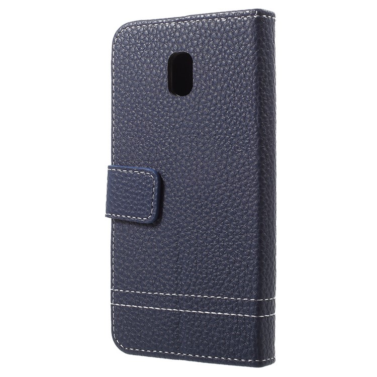 Litchi Texture Wallet Leather Mobile Cover for Samsung Galaxy J5 (2017) EU Version / J5 Pro (2017) - Dark Blue-3