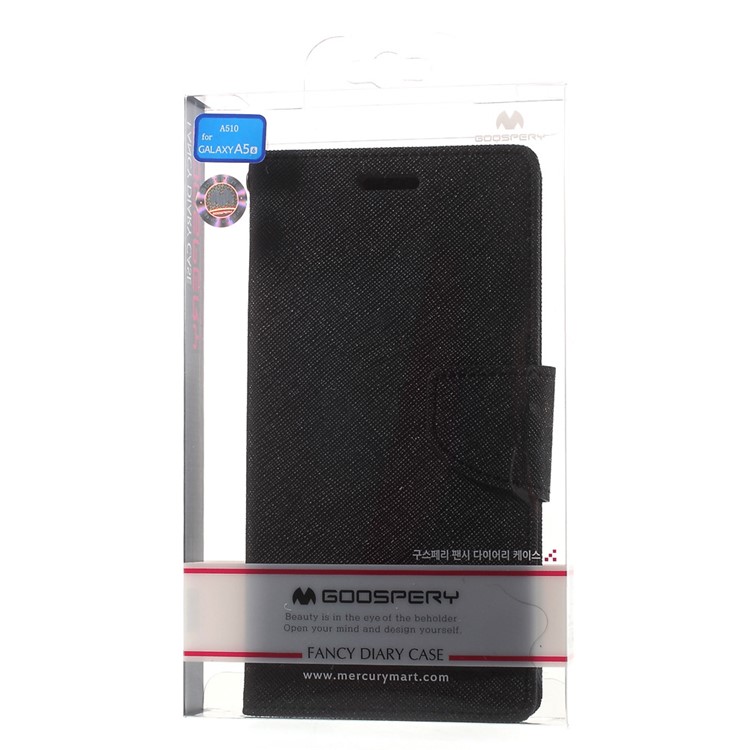 MERCURY GOOSPERY Leather Wallet Case for Samsung Galaxy A5 SM-A510F (2016) - Black-10