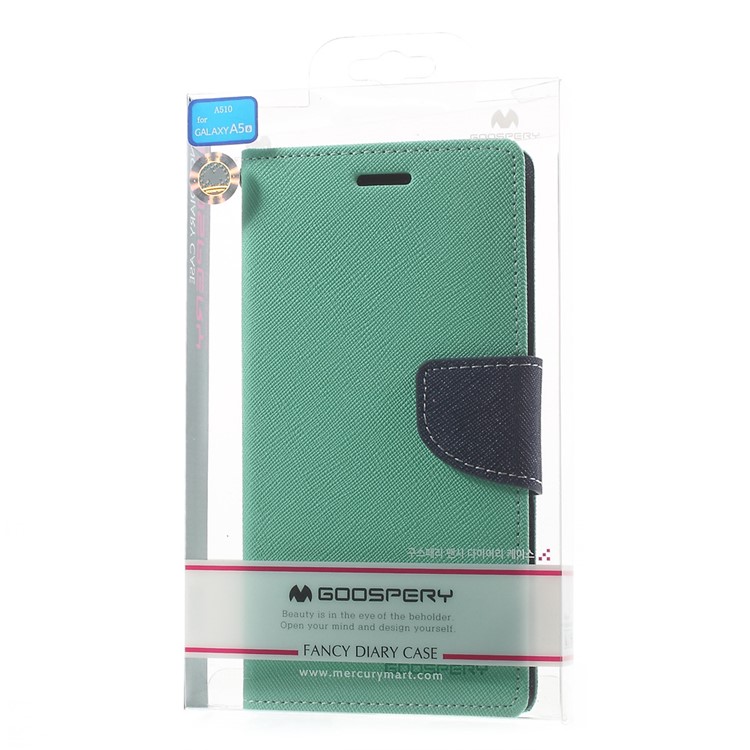 MERCURY GOOSPERY Phone Leather Wallet Case for Samsung Galaxy A5 SM-A510F (2016) - Cyan-10