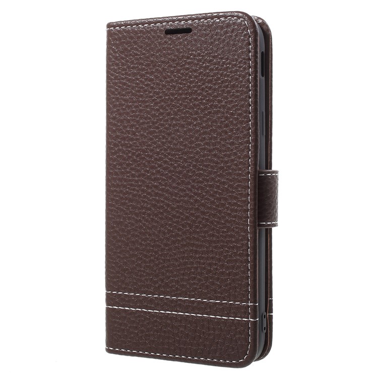 Litchi Texture Wallet Leather Mobile Cover for Samsung Galaxy J3 (2017) EU Version / J3 Pro (2017) - Coffee-2