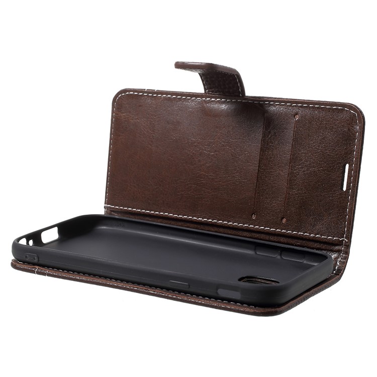 Litchi Texture Wallet Leather Mobile Cover for Samsung Galaxy J3 (2017) EU Version / J3 Pro (2017) - Coffee-5