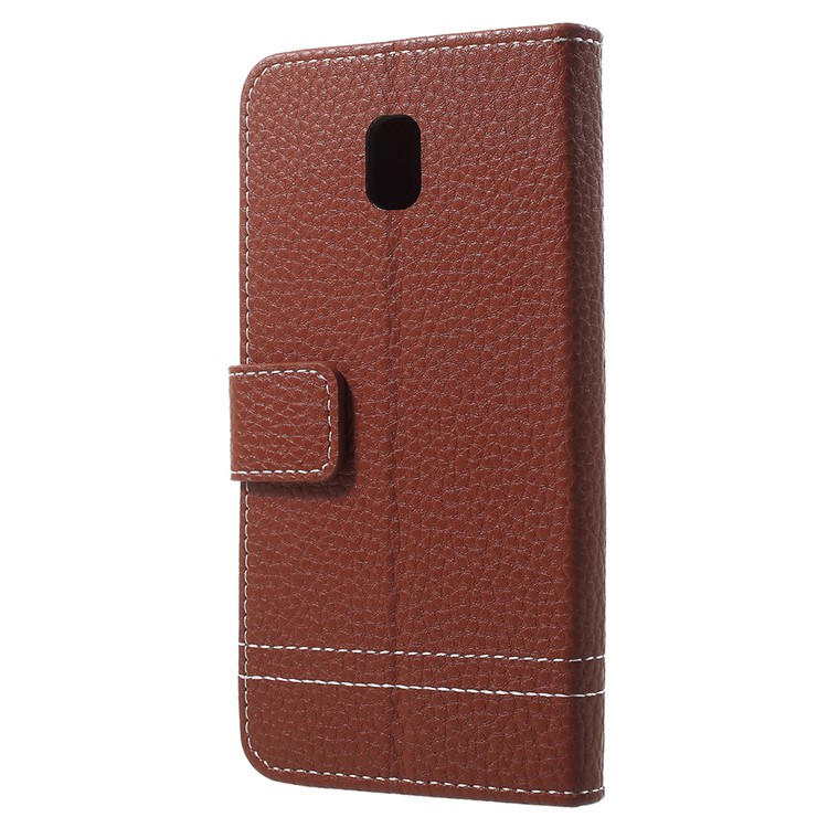 For Samsung Galaxy J3 (2017) EU Version / J3 Pro (2017) Litchi Grain Wallet Leather Mobile Phone Folio Case - Brown-3