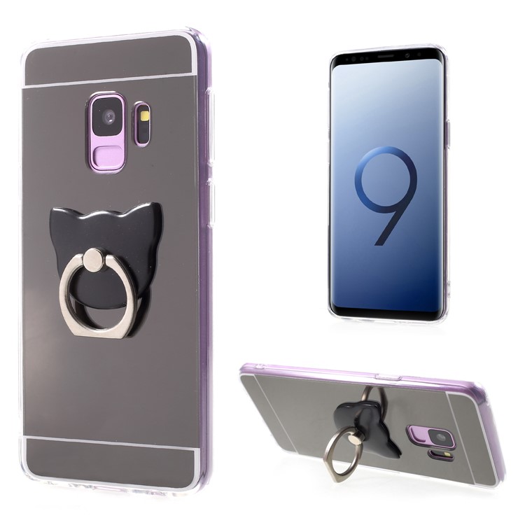 

Mirror-like Surface TPU Phone Case with Ring Kickstand for Samsung Galaxy S9 G960 - Black