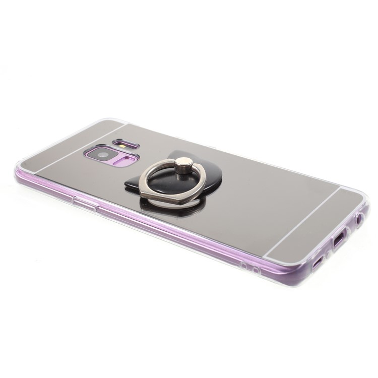 Mirror-like Surface TPU Phone Case with Ring Kickstand for Samsung Galaxy S9 G960 - Black-6