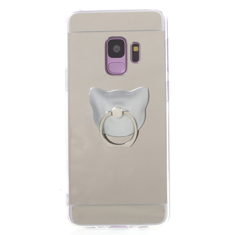 Mirror-like Surface TPU Phone Cover with Ring Kickstand for Samsung Galaxy S9 G960 - Silver-1