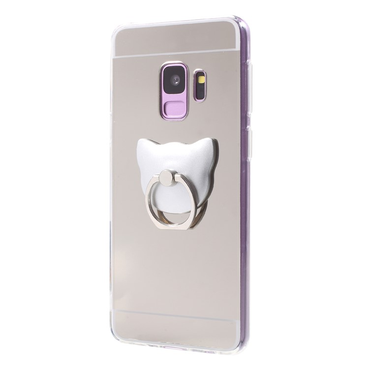Mirror-like Surface TPU Phone Cover with Ring Kickstand for Samsung Galaxy S9 G960 - Silver-2