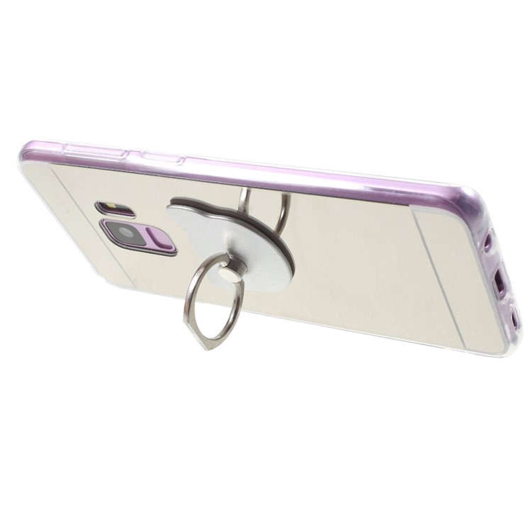 Mirror-like Surface TPU Phone Cover with Ring Kickstand for Samsung Galaxy S9 G960 - Silver-3