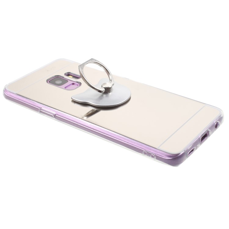 Mirror-like Surface TPU Phone Cover with Ring Kickstand for Samsung Galaxy S9 G960 - Silver-4