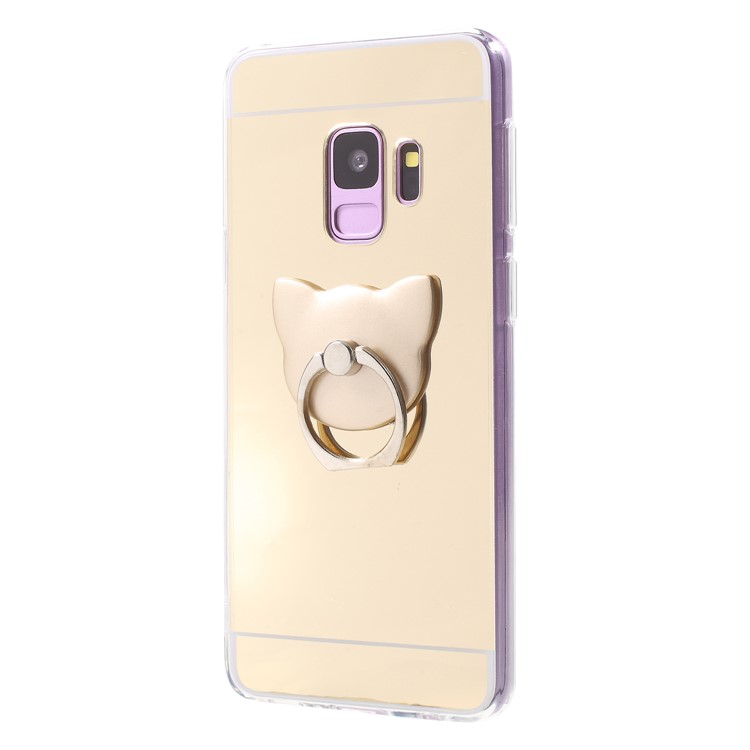Mirror-like Surface TPU Mobile Case with Ring Kickstand for Samsung Galaxy S9 G960 - Gold-2