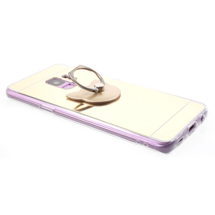 Mirror-like Surface TPU Mobile Case with Ring Kickstand for Samsung Galaxy S9 G960 - Gold-4