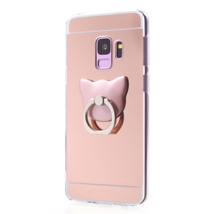 Mirror-like Surface TPU Mobile Casing with Ring Kickstand for Samsung Galaxy S9 G960 - Rose Gold-2