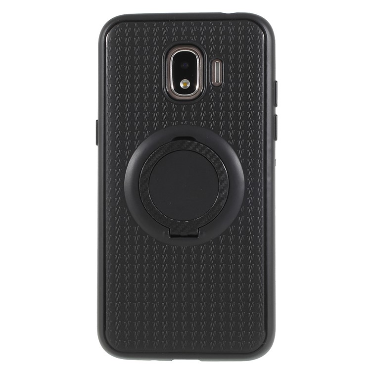 Y-type Grain Anti-skid Ring Kickstand TPU Case for Samsung Galaxy J2 Pro 2018 (Built-in Magnetic Holder Metal Sheet) - Black-3