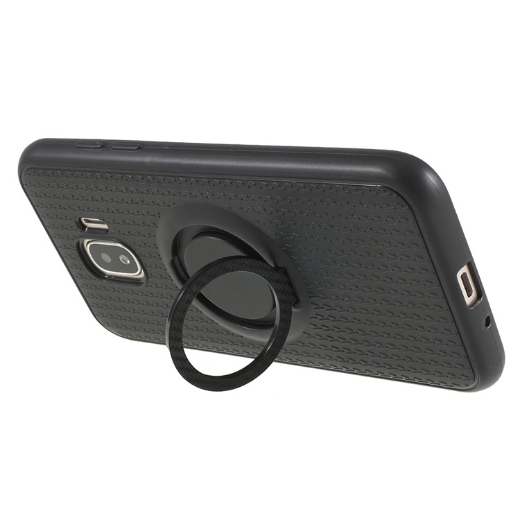 Y-type Grain Anti-skid Ring Kickstand TPU Case for Samsung Galaxy J2 Pro 2018 (Built-in Magnetic Holder Metal Sheet) - Black-4