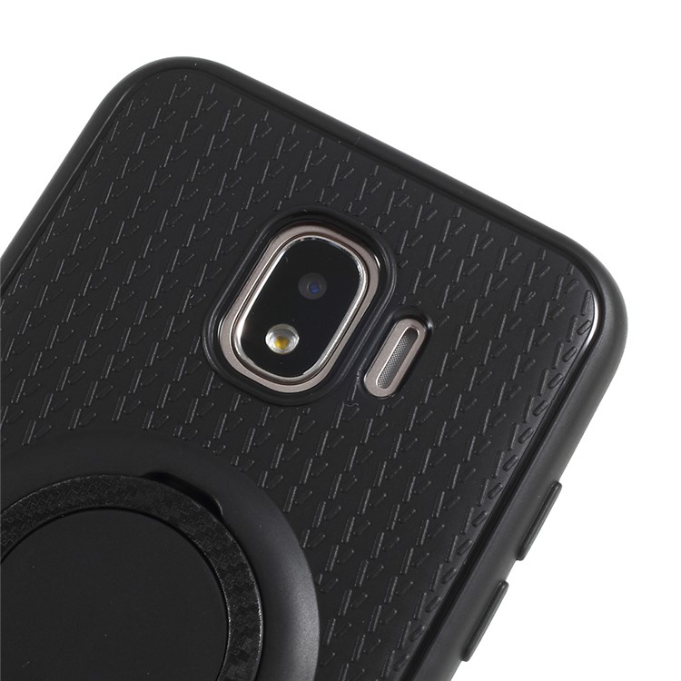Y-type Grain Anti-skid Ring Kickstand TPU Case for Samsung Galaxy J2 Pro 2018 (Built-in Magnetic Holder Metal Sheet) - Black-6