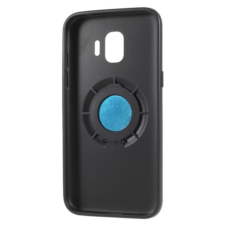 Y-type Grain Anti-skid Ring Kickstand TPU Case for Samsung Galaxy J2 Pro 2018 (Built-in Magnetic Holder Metal Sheet) - Black-8