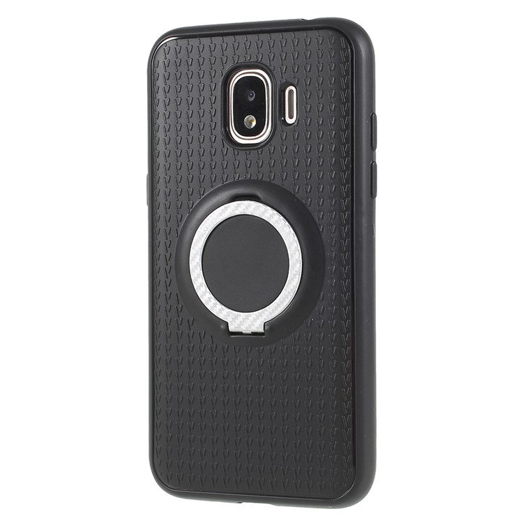 Y-type Grain Anti-skid Ring Kickstand TPU Gel Cover for Samsung Galaxy J2 Pro 2018 (Built-in Magnetic Holder Metal Sheet) - Silver-2