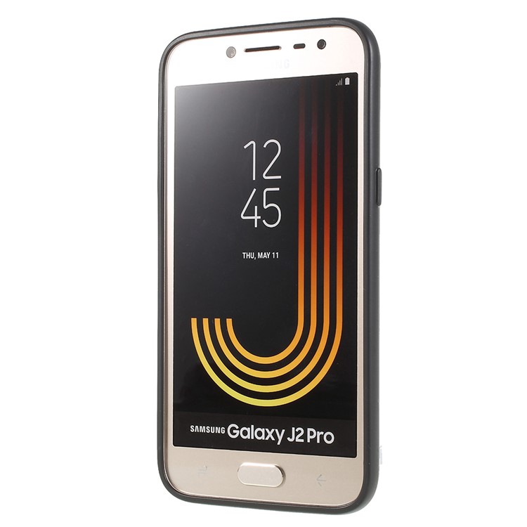 Y-type Grain Anti-skid Ring Kickstand TPU Gel Cover for Samsung Galaxy J2 Pro 2018 (Built-in Magnetic Holder Metal Sheet) - Silver-3