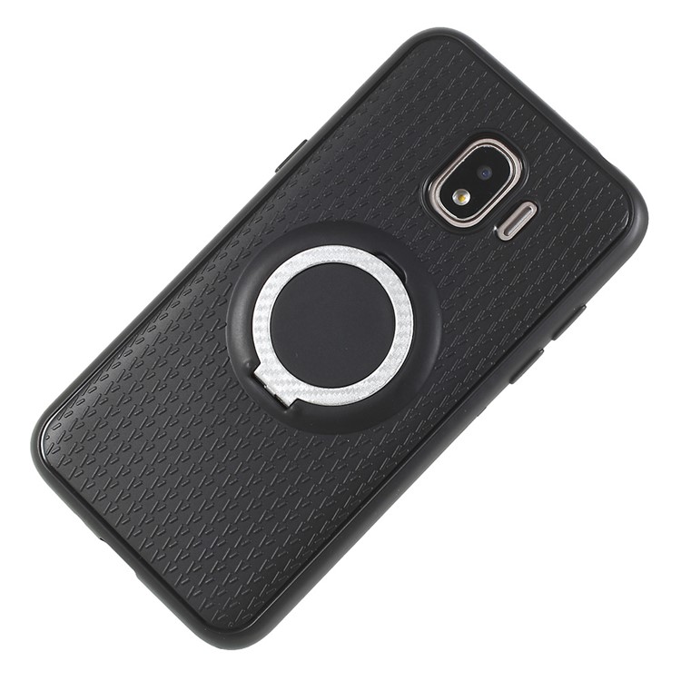 Y-type Grain Anti-skid Ring Kickstand TPU Gel Cover for Samsung Galaxy J2 Pro 2018 (Built-in Magnetic Holder Metal Sheet) - Silver-5