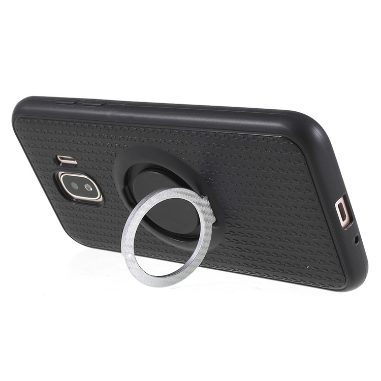 Y-type Grain Anti-skid Ring Kickstand TPU Gel Cover for Samsung Galaxy J2 Pro 2018 (Built-in Magnetic Holder Metal Sheet) - Silver-6