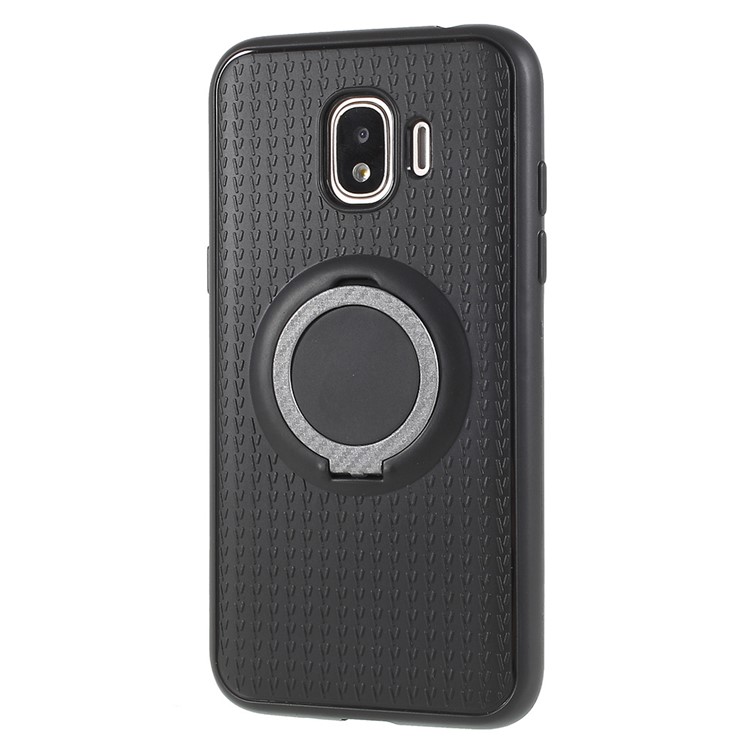 Y-type Grain Anti-skid Ring Kickstand TPU Back Case for Samsung Galaxy J2 Pro 2018 (Built-in Magnetic Holder Metal Sheet) - Grey-2