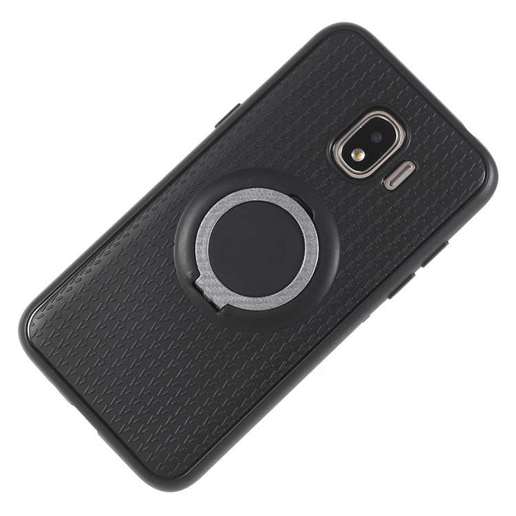 Y-type Grain Anti-skid Ring Kickstand TPU Back Case for Samsung Galaxy J2 Pro 2018 (Built-in Magnetic Holder Metal Sheet) - Grey-4