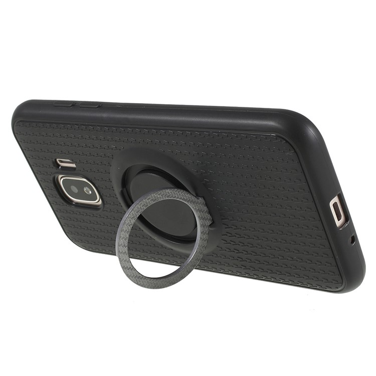Y-type Grain Anti-skid Ring Kickstand TPU Back Case for Samsung Galaxy J2 Pro 2018 (Built-in Magnetic Holder Metal Sheet) - Grey-5